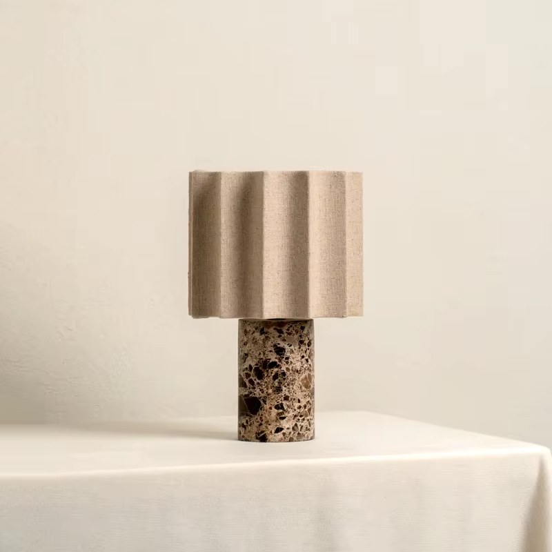 Lampe Terrazzo et abat-jour cannelé